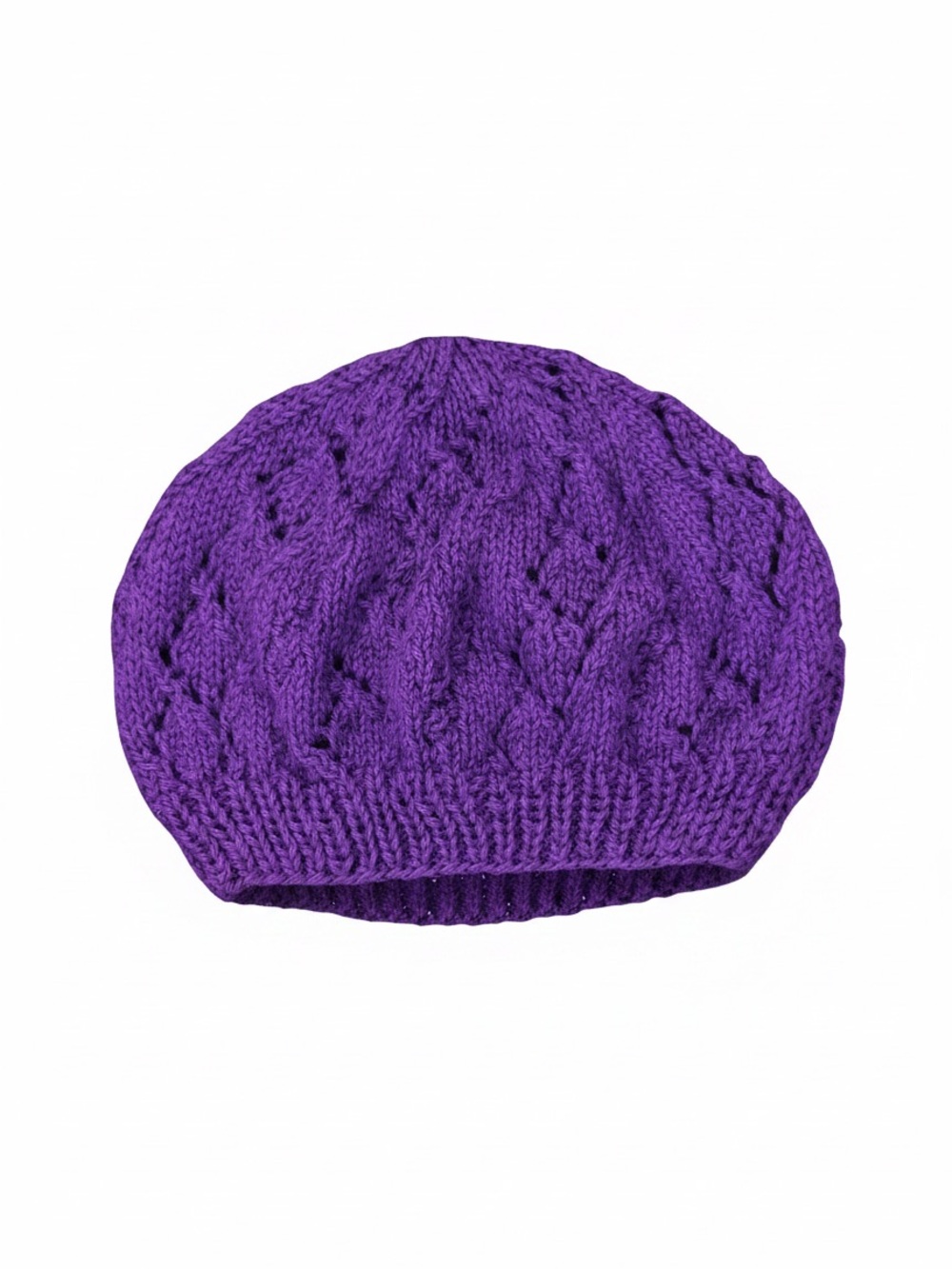 Purple Knit Beret Hat - Women Accessories - Picture 3 of 4